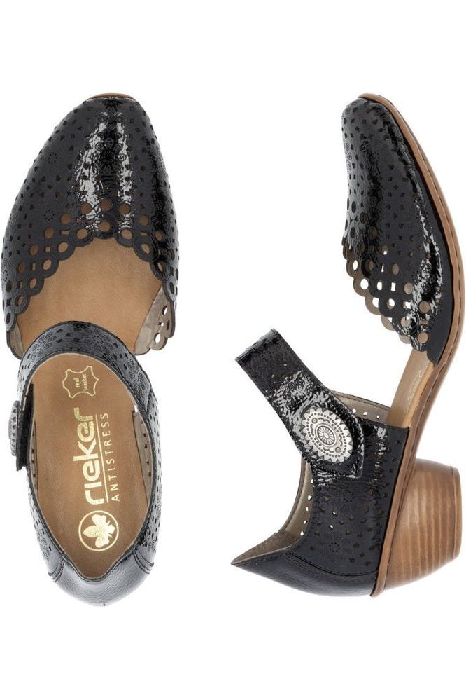 Rieker Women's Shoes 43753-02 in black patent