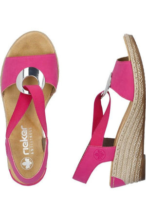 Rieker Ladies Sandals 624H6-32 multi Pink
