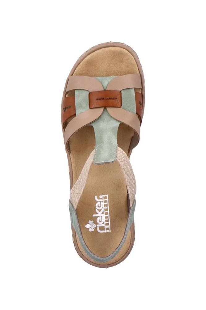 Rieker Ladies Sandals 65918-52 Mint/Beige