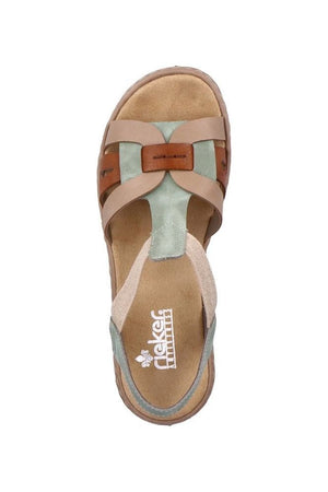 Rieker Ladies Sandals 65918-52 Mint/Beige