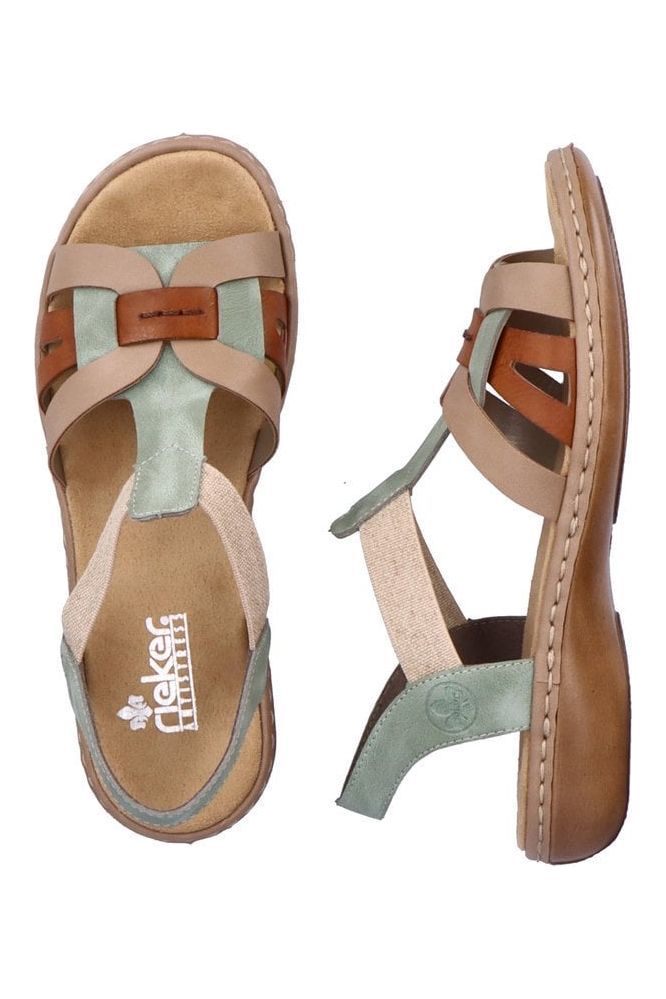 Rieker Ladies Sandals 65918-52 Mint/Beige