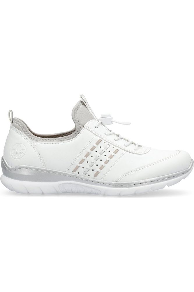 Rieker Ladies Shoes L3259-80 White slip on trainer ladies
