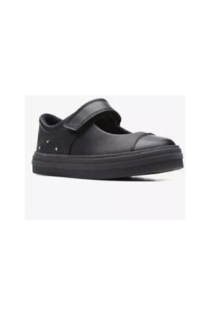 Clarks Flare Shine girls school shoe in Black Leather