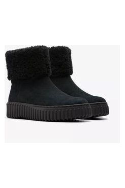 Clarks Torhill Turn in Black Wlined Suede