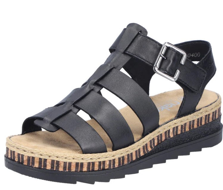 Rieker Ladies Sandals V7904-00 in Black