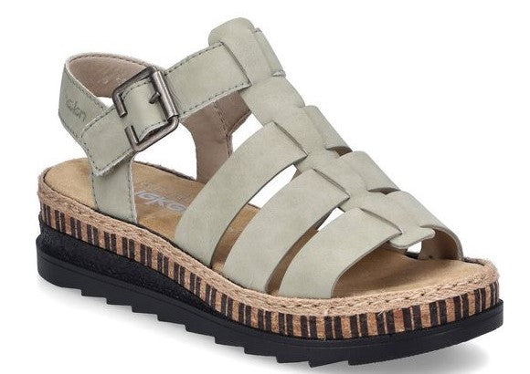 Rieker Ladies Sandals V7904-52 in Pale Green