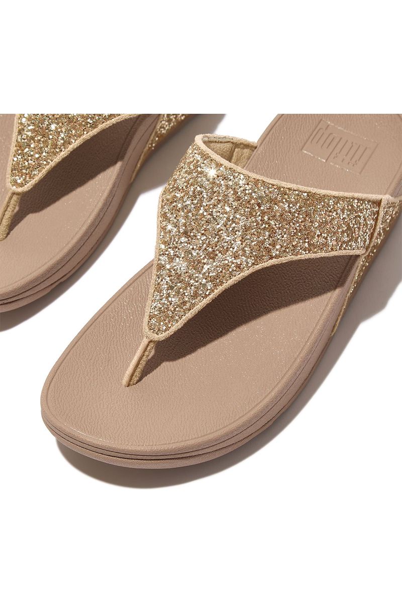 FitFlop Lulu Glitter Toe Thong  in Latte Beige