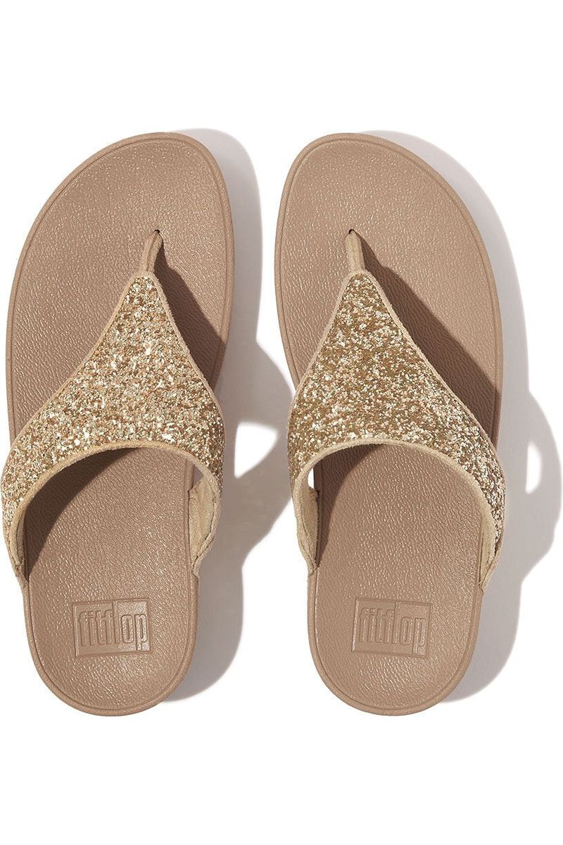 FitFlop Lulu Glitter Toe Thong  in Latte Beige