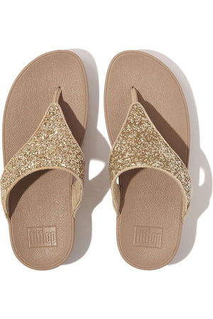 FitFlop Lulu Glitter Toe Thong  in Latte Beige