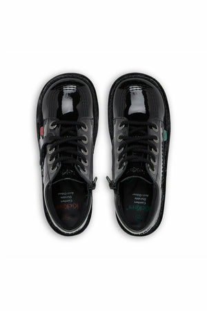 Kickers Kick Hi Zip black patent