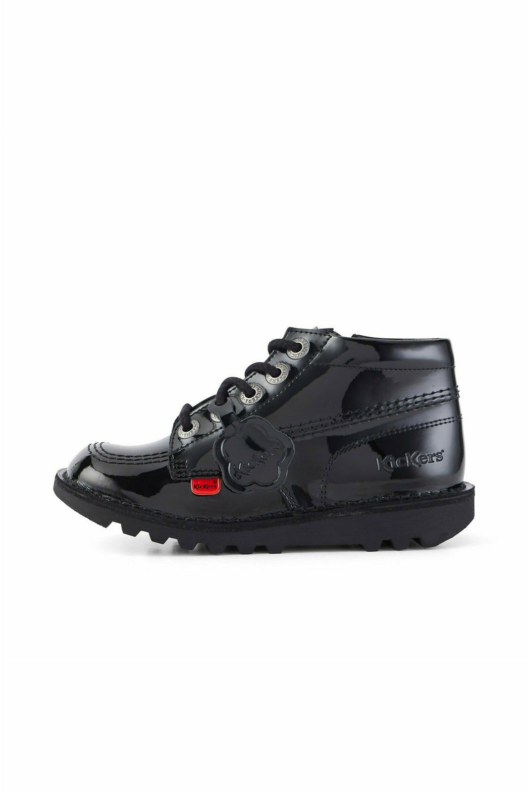 Kickers Kick Hi Zip black patent