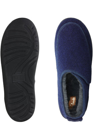 Clarks Mens Slippers King Riptape in Navy