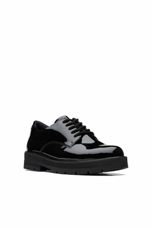 Clarks Prague Lace Youth in Black Patent