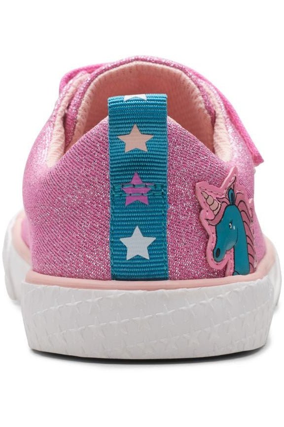 Clarks Foxing Play K in Pink canvas