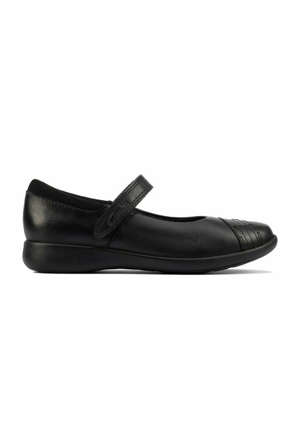 Clarks Etch Beam Kids Black Leather school shoe