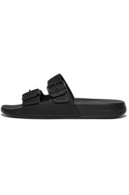 FitFlop Iqushion two-bar Slide in Black Rubber