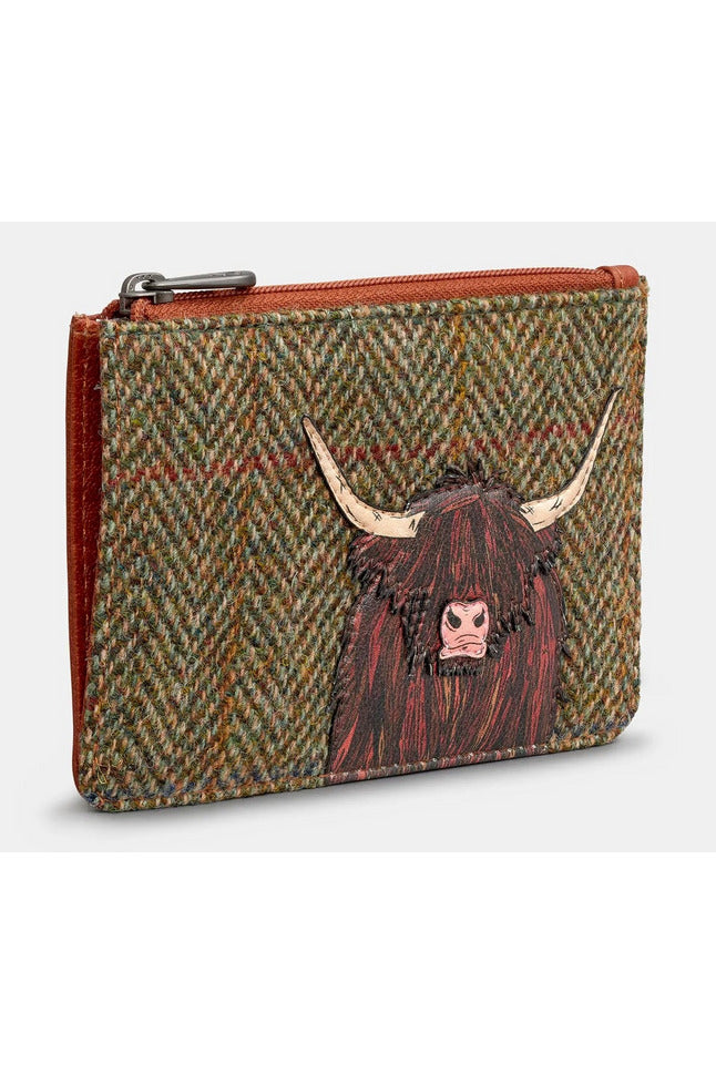 Zapinana na suwak torebka Yoshi w kolorze brązowym z tweedu z wyżynnej krowy