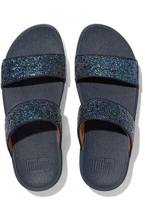 Fitflop Lulu Glitter Slides in Midnight Navy