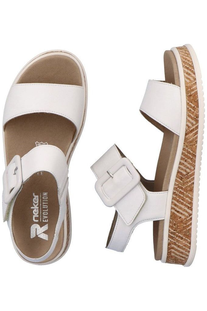 Rieker Womens Sandals W0800 80 white at Meeks Shoes