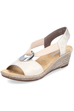 Rieker ladies wedge sandal 624H6-60 in Beige