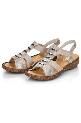Rieker ladies sandal 62850 90 in metallic