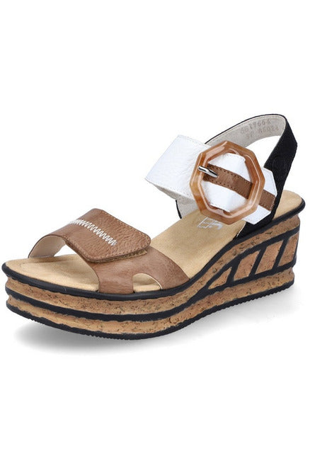 Rieker ladies sandals 68176-64 in Beige combi