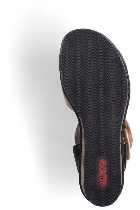 Rieker ladies sandals 68176-64 in Beige combi