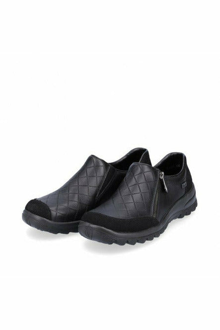 Rieker Water Resistamt Shoes L7156-00 in black - Meeks Shoes