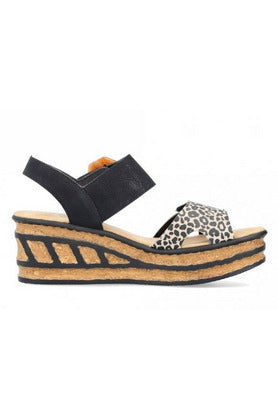 Rieker Womens Sandals 68176 00 black combi