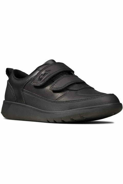Clarks Scape Flare Kids black leather school Shoes