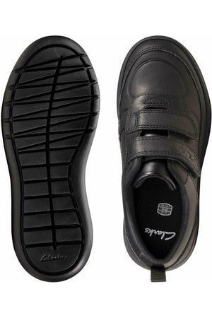 Clarks Scape Flare Kids black leather school Shoes