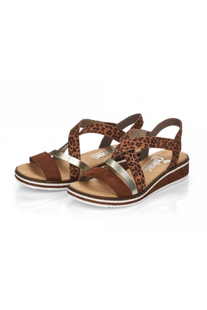 Rieker sandal V3663 24 noisette gold at Meeks Shoes